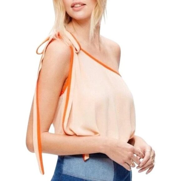 Free People Top Youre The One Shoulder Tie Strap Sleeveless NWT - Picture 2 of 13